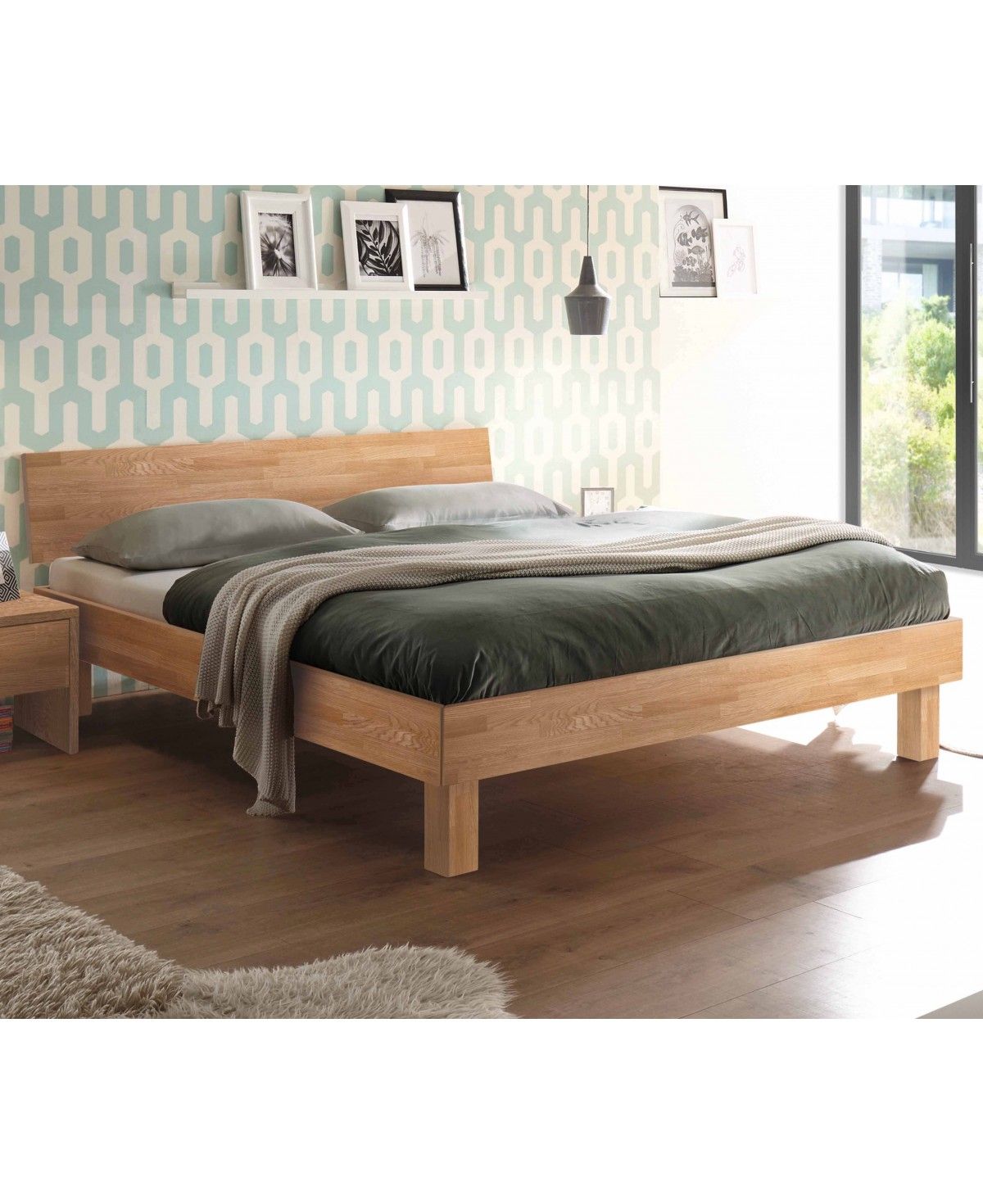 HASENA Fine Line Moderno Bett Forti 25 Eiche bianco Kopfteil 140x200