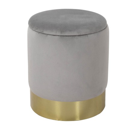 Sitzhocker Samthocker Sitzpouf Velours Hocker mit Stauraum grau