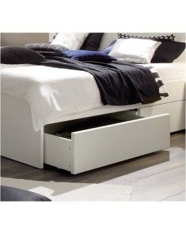 HASENA Spazio Stauraumbett mit Schubladen Buche weiß lackiert 160x220, 