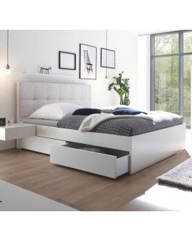 Produktabbildung HASENA Stauraumbett Otello weiß deckend Stoff grey 140x200