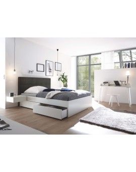 Teaser Foto HASENA Stauraumbett Otello weiß deckend Kunstleder smoke 180x200