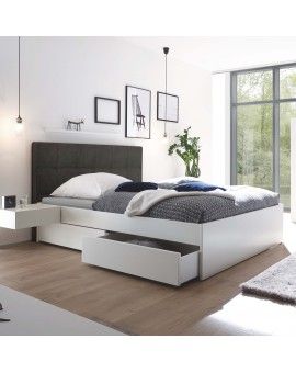 Teaser Foto HASENA Stauraumbett Otello weiß deckend Kunstleder smoke 180x200