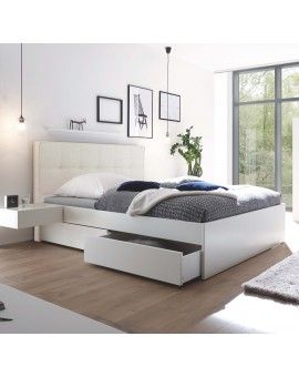 Teaser Foto HASENA Stauraumbett Otello weiß deckend Stoff beige 160x200