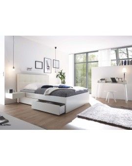 Teaser Foto HASENA Stauraumbett Otello weiß deckend Stoff beige 160x200