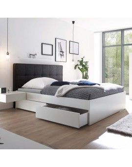 Produktabbildung HASENA Stauraumbett Otello weiß deckend Stoff anthrazit 160x200