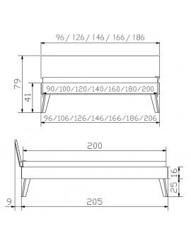 HASENA Trento Bett Ancona 25 Buche weiß deckend massiv 200x200