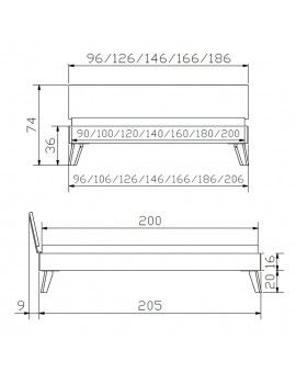 HASENA Trento Bett Ancona Eiche bianco massiv 100x200