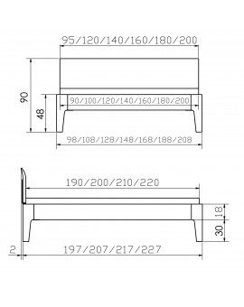 HASENA Komfortbett Lisiano 30 extra hoch Eiche cognac 120x200