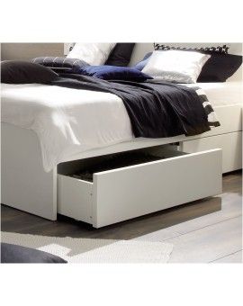 HASENA Spazio Stauraumbett mit Schubladen Buche weiß lackiert 180x200, 