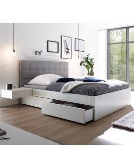 Produktabbildung HASENA Elito weiß deckend lackiert 4 Bettkästen Kopfteil grigio 200x200