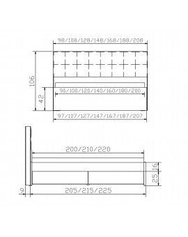 HASENA Elito Buche weiß deckend 4 Bettkästen Kopfteil grigio 200x200