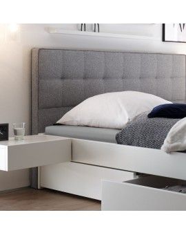 HASENA Elito Buche weiß deckend 4 Bettkästen Kopfteil grigio 140x200