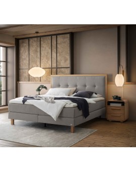 Teaser Foto HASENA Boxspringbett Solara Stoff light grey Holz Eiche bright 200x200