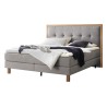 HASENA Boxspringbett Solara Stoff light grey Holz Eiche bright 180x200