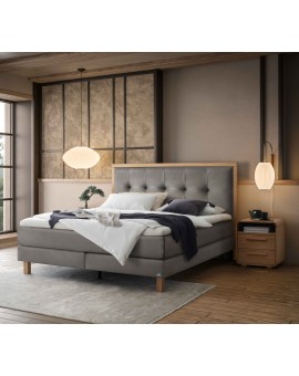 Teaser Foto HASENA Boxspringbett Solara Kunstleder steel Holz Eiche bright 160x200