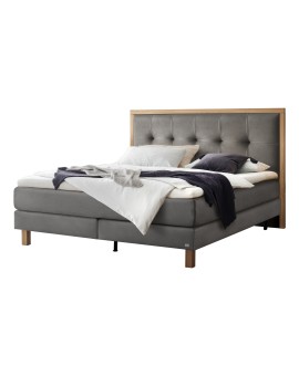 Teaser Foto HASENA Boxspringbett Solara Kunstleder steel Holz Eiche bright 160x200