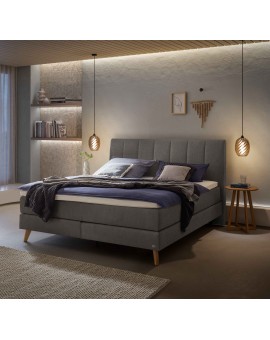 Teaser Foto HASENA Boxspringbett Fernanda Stoff grey Holz Eiche bright 140x200