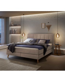 Teaser Foto HASENA Boxspringbett Fernanda Stoff sand Holz Eiche bright 160x200
