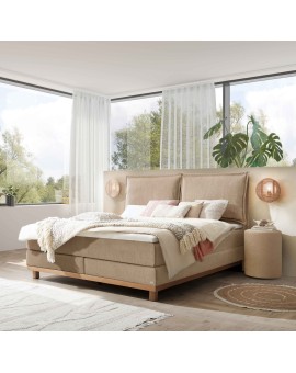 Teaser Foto HASENA Boxspringbett Zamora mit Kissen sand Holz Eiche bright 180x200