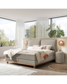Teaser Foto HASENA Boxspringbett Zamora mit Kissen light grey Holz Eiche bright 180x200