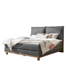 Teaser Foto HASENA Boxspringbett Zamora mit Kissen steel Holz Eiche bright 180x200