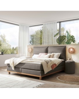 Teaser Foto HASENA Boxspringbett Zamora mit Kissen steel Holz Eiche bright 160x200