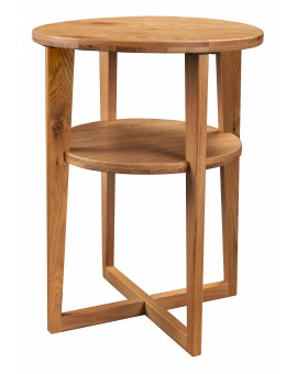 Teaser Foto HASENA runder Nachttisch Wilson mit zwei Ebenen Ø 42 cm Wildeiche