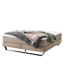 Teaser Foto HASENA Raumspar Boxspringbett Julieta sand Fußkufe schwarz 160x200