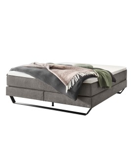 Produktabbildung HASENA Raumspar Boxspringbett Julieta grey Fußkufe schwarz 180x200