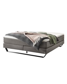 Teaser Foto HASENA Raumspar Boxspringbett Julieta steel Fußkufe schwarz 140x200