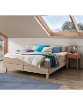 Teaser Foto HASENA Raumspar Boxspringbett Carlota sand Holz Eiche bright 180x200