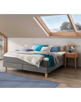 Teaser Foto HASENA Raumspar Boxspringbett Carlota grey Holz Eiche bright 160x200
