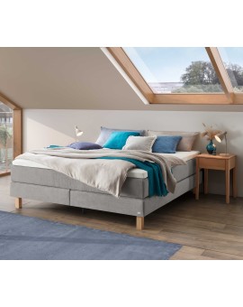 Teaser Foto HASENA Raumspar Boxspringbett Carlota light grey Holz Eiche bright 140x200