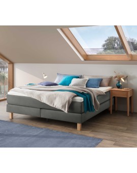 Teaser Foto HASENA Raumspar Boxspringbett Carlota steel Holz Eiche bright 160x200