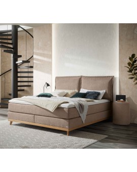 Teaser Foto HASENA Boxspringbett Imelda mit Kissen sand Holz Eiche bright 160x200
