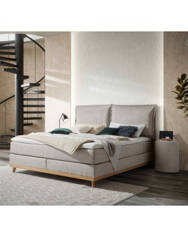 Teaser Foto HASENA Boxspringbett Imelda mit Kissen light grey Holz Eiche bright 160x200
