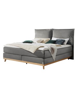 Teaser Foto HASENA Boxspringbett Imelda mit Kissen steel Holz Eiche bright 180x200