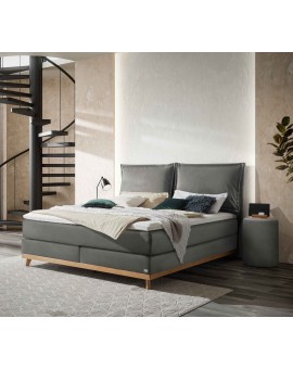 Teaser Foto HASENA Boxspringbett Imelda mit Kissen steel Holz Eiche bright 140x200