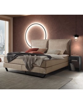 Teaser Foto HASENA Boxspringbett Celina sand mit Kissen Kufe Metall schwarz 160x200