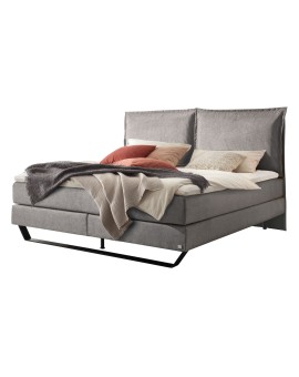 Produktabbildung HASENA Boxspringbett Celina grey mit Kissen Kufe Metall schwarz 180x200