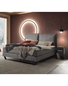 Teaser Foto HASENA Boxspringbett Celina grey mit Kissen Kufe Metall schwarz 140x200