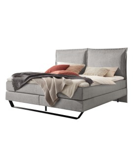 Produktabbildung HASENA Boxspringbett Celina light grey mit Kissen Kufe Metall schwarz 180x200