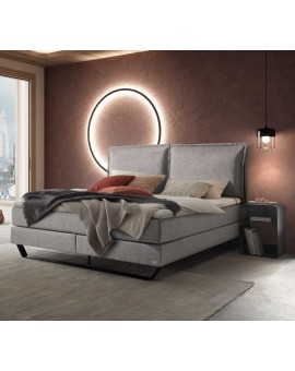 Teaser Foto HASENA Boxspringbett Celina light grey mit Kissen Kufe Metall schwarz 140x200