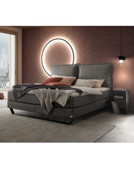 Teaser Foto HASENA Boxspringbett Celina steel mit Kissen Kufe Metall schwarz 140x200