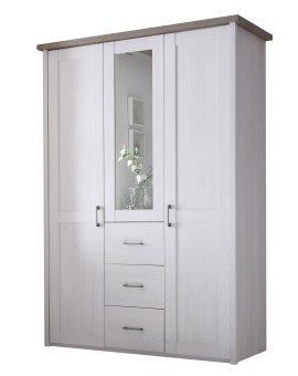 Teaser Foto VAJA Kleiderschrank Luca mit Spiegel Pinie Nachbildung weiß, trüffel