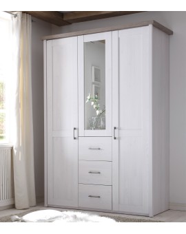 Teaser Foto VAJA Kleiderschrank Luca mit Spiegel Pinie Nachbildung weiß, trüffel