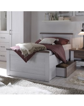 Teaser Foto VAJA Stauraum Komfortbett Luca Pinie Nachbildung weiß, trüffel 100x200