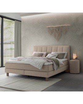 Teaser Foto HASENA Boxspringbett Reina sand Füße Eiche bright 160x200