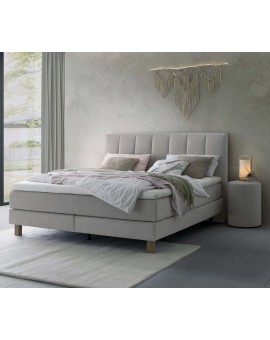 Teaser Foto HASENA Boxspringbett Reina light grey Füße Eiche bright 140x200