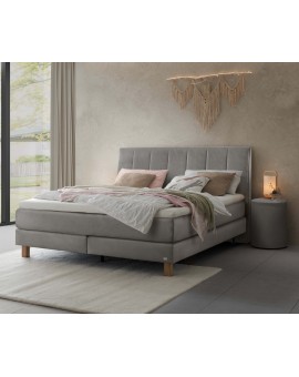 Teaser Foto HASENA Boxspringbett Reina steel Füße Eiche bright 140x200